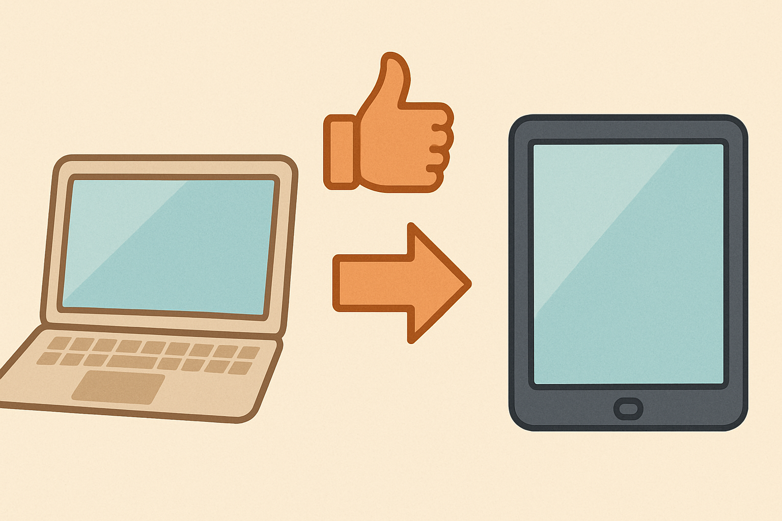 PCの代わりにタブレットという発想もOKというイラスト