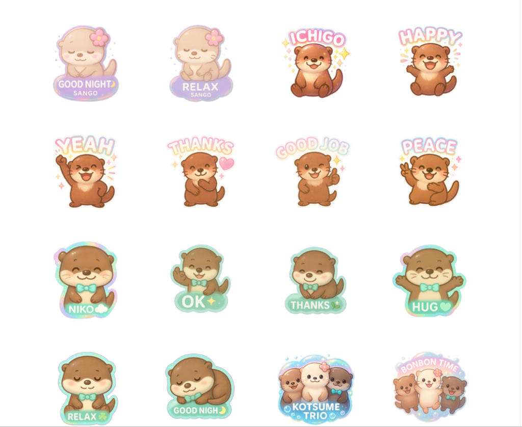 コツメカワウソLINEスタンプ一覧②